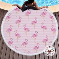 Пляжный коврик - полотенце Фламинго (розовый)