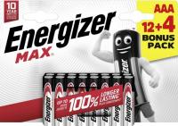 Energizer Max AAA  Щелочной элимент питания 16шт 12+4 