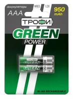 Аккумуляторы Трофи GREEN POWER ААА HR03-2BL 1.2V 950 mAh NiMH, 2 шт